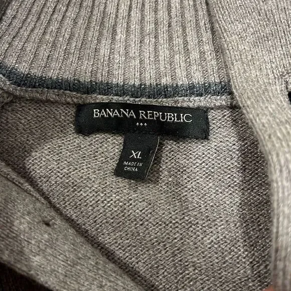 Banana Republic‎ Men’s Brown Taupe Quarter Button Sweater Size XL - Picture 2 of 5